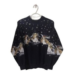 Vintage All Over Print Angels Double Collar Crewneck Medium Art  Unlimited